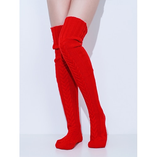 Damen-Overknee-Socken aus Acrylstrick – weich, warm, perfekt für Weihnachten, in verschiedenen Größen erhältlich Image