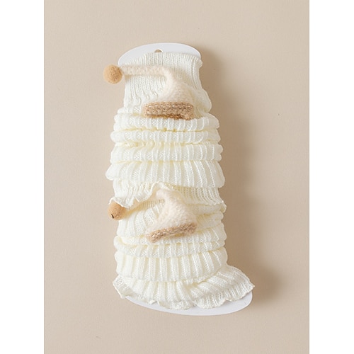 Rote, gerippte Weihnachtssocken für Kinder mit lustigem Elfenmotiv und Bommeln – Weihnachtsgeschenk, Wintermode für Kinder Image