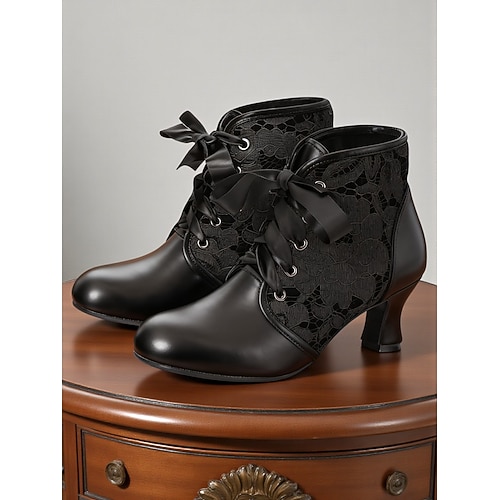 Grüne Damen-Schnürstiefel mit Satinband und Spitzendetails – eleganter Vintage-Stil der 1920er Jahre, perfekt für Herbst, Winter, Partys und besondere Anlässe. Image