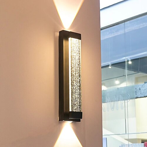 LED-Außenwandleuchte mit Blasenglas, wasserdichte schwarze Außenleuchte zur Wandmontage, geeignet für Häuser, Außenwandleuchten, Festanschluss Image