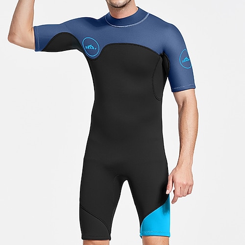 Herren 3mm Neopren-Tauchanzug Ganzkörper-Rashguard Einteiliger Surfanzug Farbblockierung Warm UV Schutz Kurzarm Tauchanzüge Surfen Kanufahren Schnorcheln Frühling Image