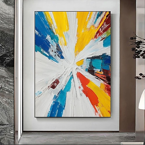 Handgemaltes, lebendiges, abstraktes, farbenfrohes Leinwandbild mit abstrakter Textur, Impasto-Technik, 3D-Spachteltechnik, Wanddekoration für Zuhause, Weihnachtsgeschenk. Image