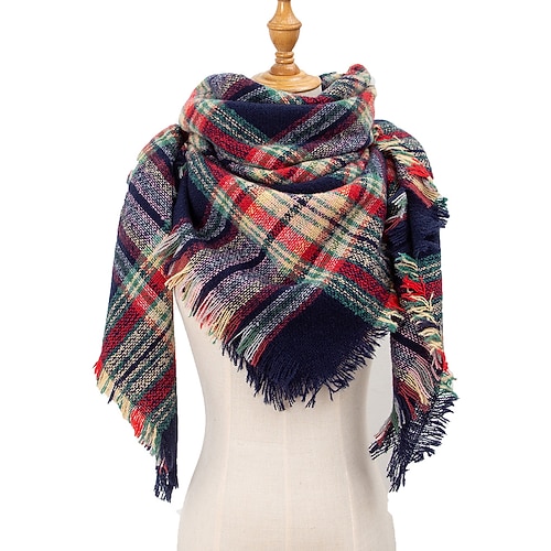 Unisex-Weihnachtsschal mit Karomuster – aus Polyester, weich und warm, in verschiedenen Farben erhältlich, für Winter, Weihnachtsfeiern und den Alltag Image