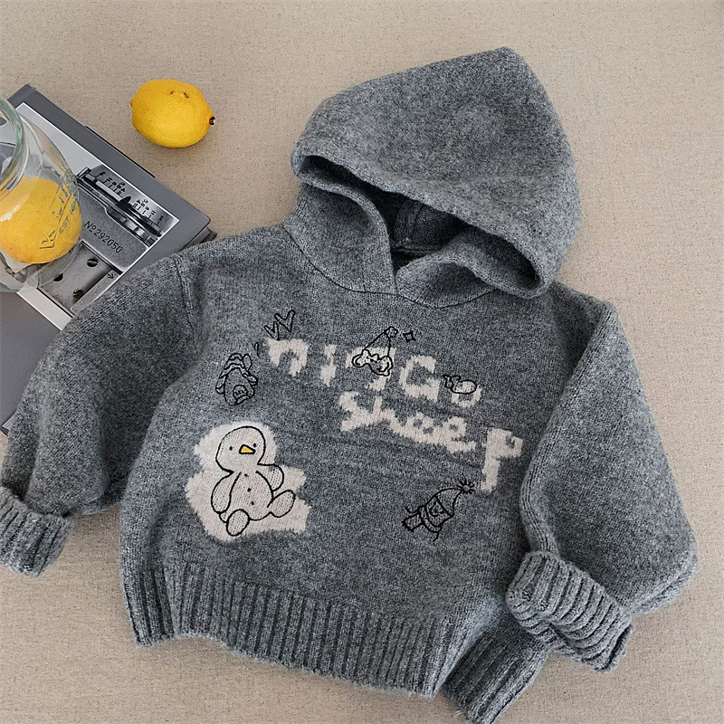 Kids Boys' Pullover Sweater Graphic Long Sleeve Keep Warm Outdoor Fashion Gray Fall Clothes 4 years