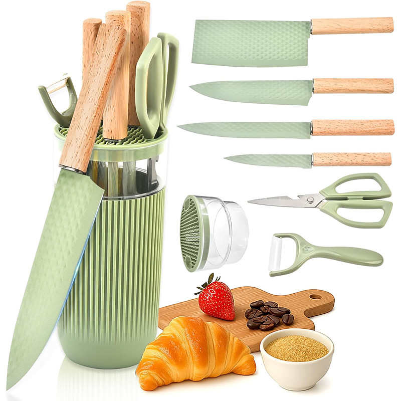 Knife Set 7-Piece Kitchen Knife Set with Sharp Chef and Meat Knives Anti-Rust Utility Knives Set for Kitchen Kitchen Knife Block SetBlue