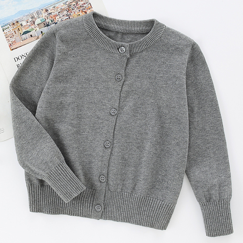 Kids Unisex Sweater Solid Color Long Sleeve Buttons Outdoor Fashion Black Fall Clothes 4-12 Years