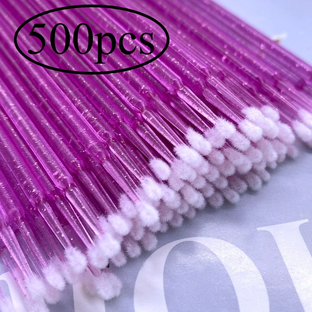 500Pcs Kristall Micro Pinsel Mascara Wands Applikator Lash Entfernen Tupfer Microbrush Wimpern Verlängerung Make-Up pinsel Werkzeuge Image