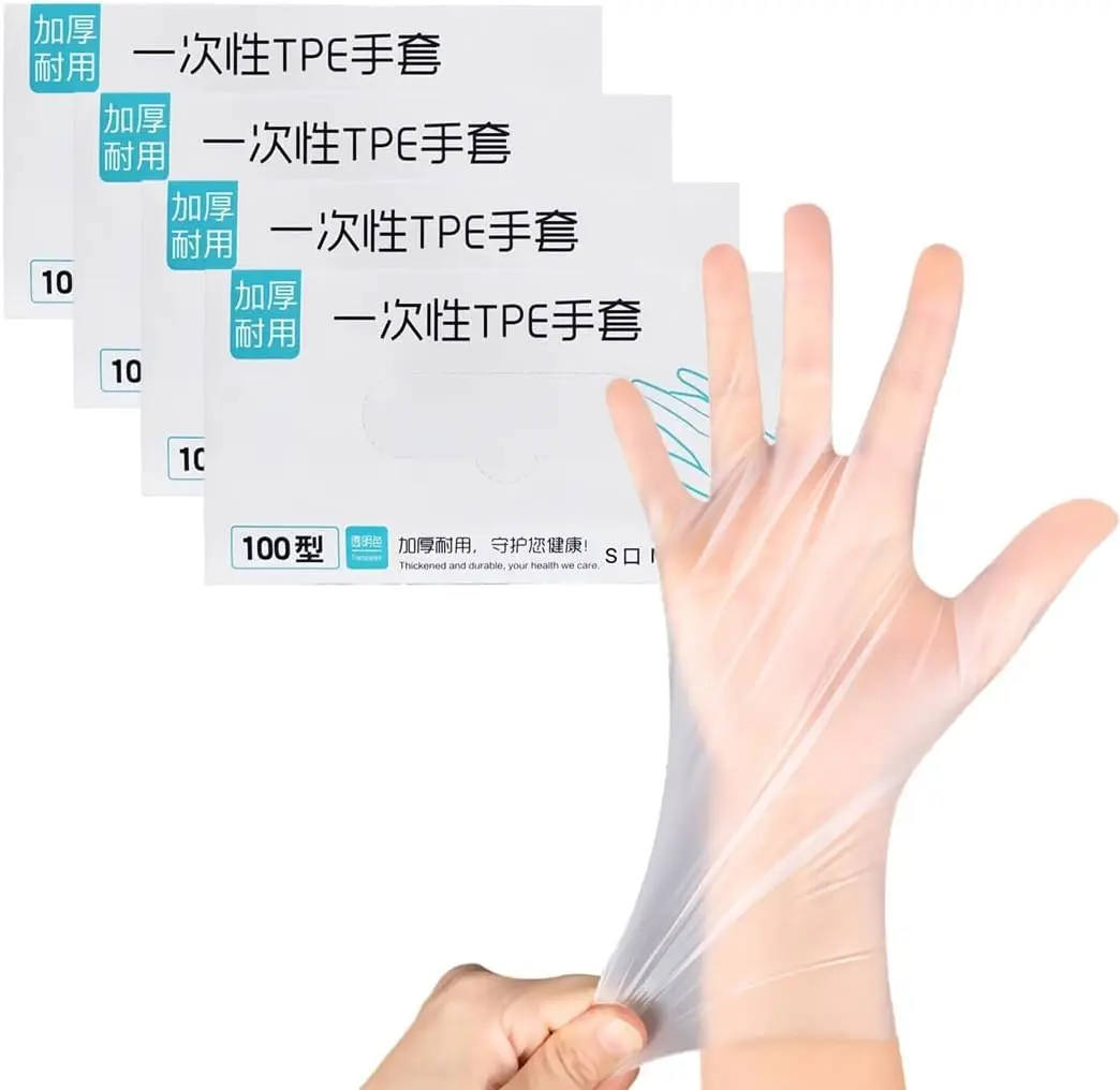 Einweghandschuhe, Lebensmittelqualität, TPE-Extrakt, verdickt, verschleißfest, wasserdicht, PVC, Küche, Catering, Haushalt, Haushaltshandschuhe Image