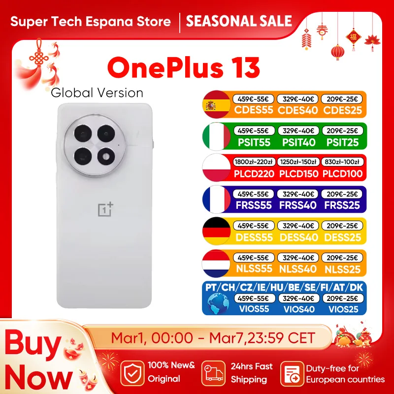 Oneplus 13 Global Version 5G Smartphone Snapdragon 8 Elite 100 W SUPERVOOC 6000 mAh Akku 4K 6,82 Zoll Display IP69 50 MP Kamera Image