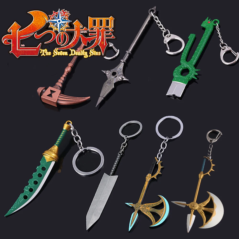 Anime Deadlys Seven Sins Escanor Rhitta Schlüsselanhänger Nanatsu no Taizai Axt Flaschenöffner Anhänger Schlüsselanhänger für Männer Frauen Geschenk Schmuck Image