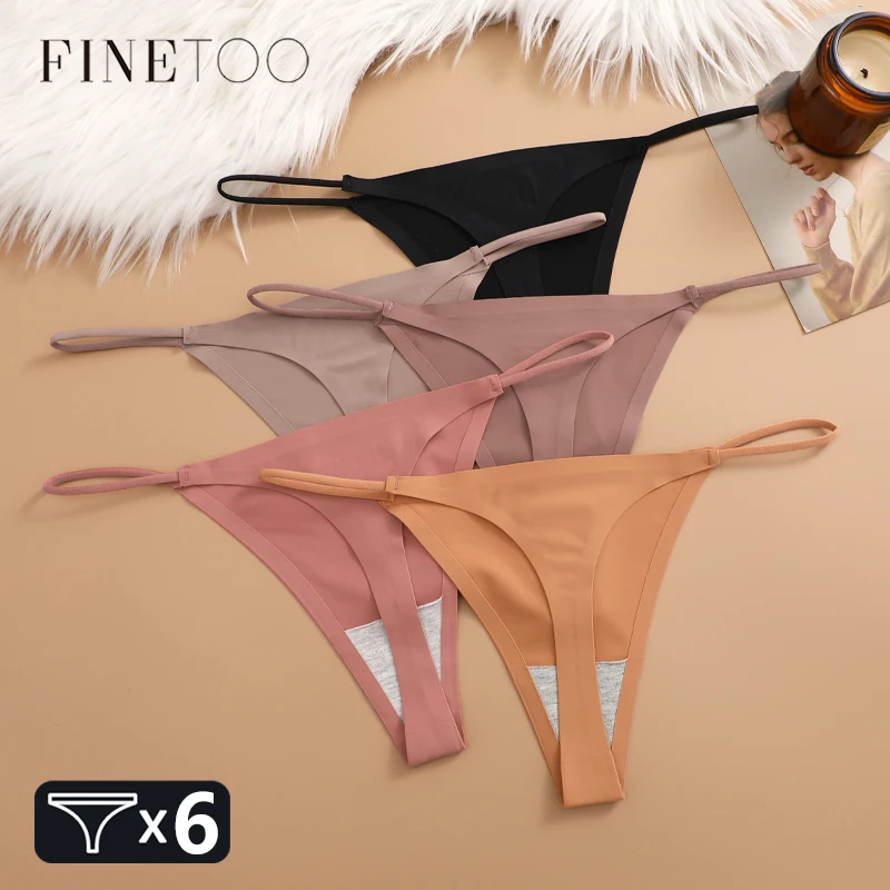6PCS Frauen Nahtlose Thongs Eis Seide G-string Sexy Low Taille Atmungs Bikini Unterwäsche Weibliche Spurlose Einfarbig Dessous Image