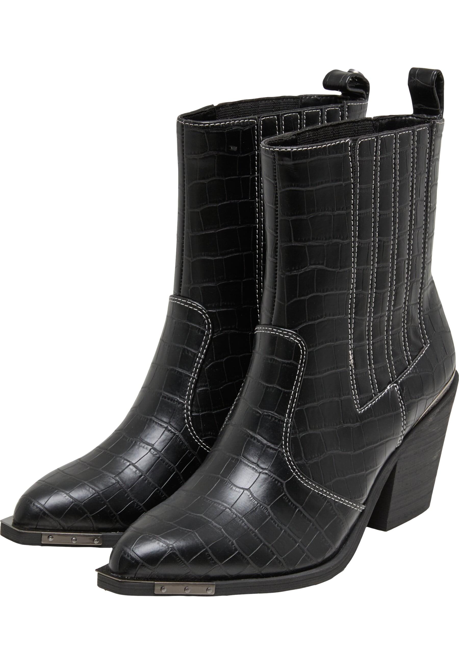 Stiefel BUFFALO "Buffalo WEST CHELSEA LO - VEGAN NAPPA", Damen, Gr. 42, schwarz croco, Kunstfaser, unifarben, Schuhe Stiefel