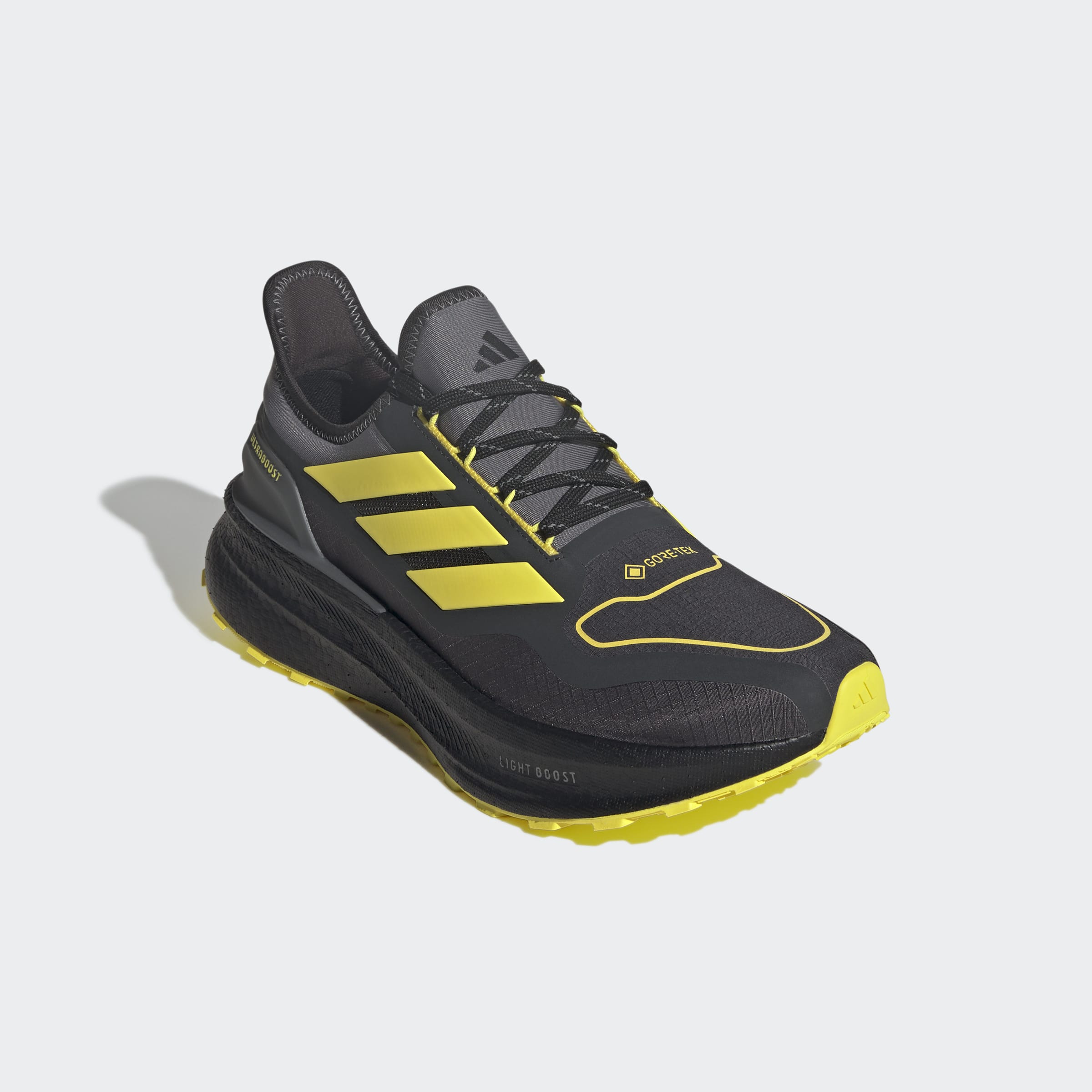 Laufschuh ADIDAS PERFORMANCE "ULTRABOOST 5 GTX", Herren, Gr. 46, carbon, core schwarz, grau four, Synthetik, Textil, Schuhe Laufschuh, wasserdicht