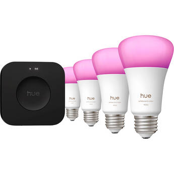 Philips Hue 75W A19 Starter Kit (White & Color Ambiance, Matter, 4-Pack) - [Site discount] 591909