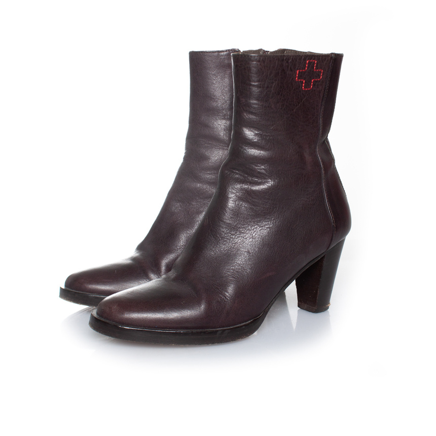 A.F. vd Vorst braune Leder-Ankle-Boots