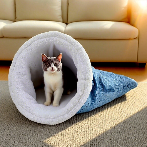 sacco a pelo per gatti, sacco a pelo per gatti da interno, accogliente, morbido, invernale, in peluche, per gattini, caldo, sacco da interno, avvolgente, comodo sacco per coccole per animali
