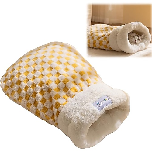 sacco a pelo per gatti, sacco a pelo per gatti da interno, accogliente, morbido, invernale, in peluche, riscaldante, sacco da interno, 360°, comodo sacco per coccole per animali domestici, per gatti