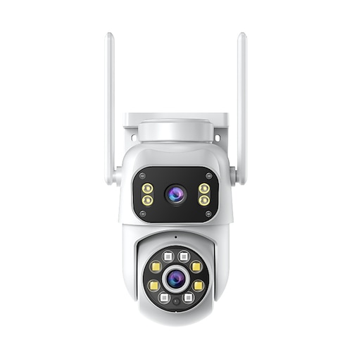 telecamera di sorveglianza esterna 360 pan-tilt wifi 4mp full hd allarmi audio/visivi Rilevamento del movimento leggero, classificazione IP66, visione notturna, zoom 10x, audio bidirezionale, scheda