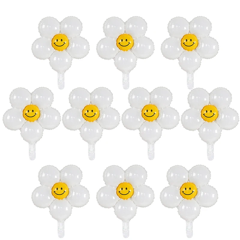 10 Stücke Kleine Gänseblümchen Folienballons Geburtstag Thema Party Dekoration Hochzeit Baby Dusche Luft Globos Liefert Kinder Spielzeug Aluminium Ball Image