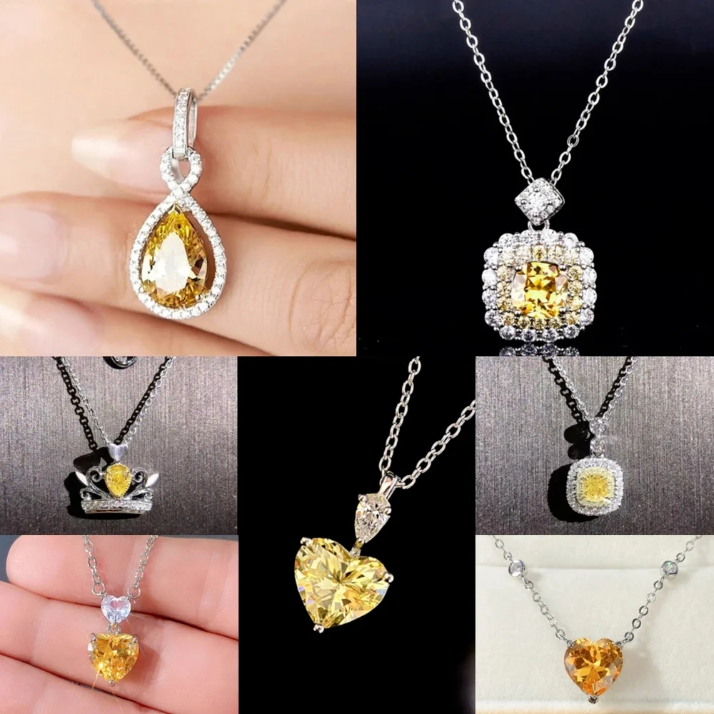 CAOSHI Elegante frauen Exquisite Anhänger Halskette mit Helle Gelb Zirkonia Erklärung Schmuck Engagement Zubehör
