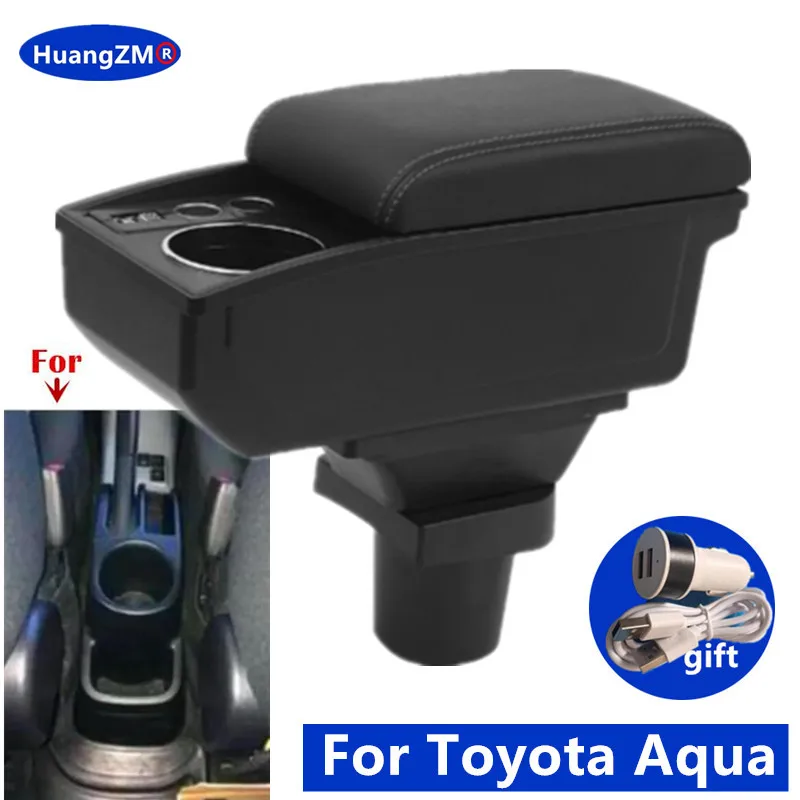 Für Toyota Prius C Toyota Aqua Armlehne Box doppel-schicht Auto Zentrale Lagerung Box Tasse halter Retrofit Auto zubehör Image