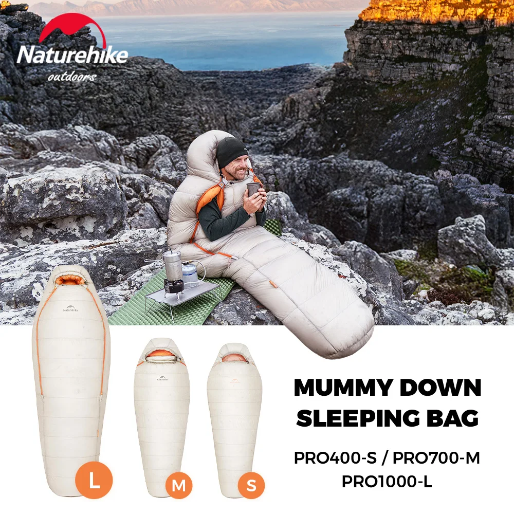 Naturehike Alpine PRO Gänsedaunenschlafsack, leichter Mumien-Schlafsack, Winter, dick, für Camping, Wandern, Rucksackreisen Image
