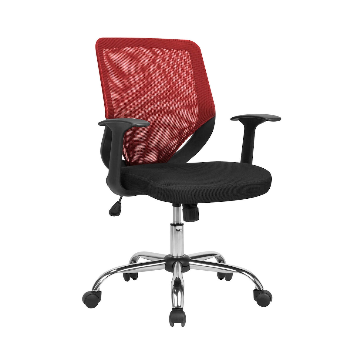 Dmora Bürostuhl Daaro, Mesh Chefsessel mit Armlehnen, Ergonomischer Bürositz, 60x54h90/98 cm, Schwarz und Rot Image
