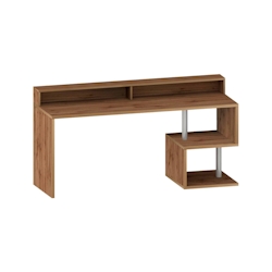 Dmora Schreibtisch Dcalebokol, Linearer Schreibtisch mit Ablagefächern und LED-Leuchten, Mehrzweck-Büroschreibtisch mit Platte, 180x60h93 cm, Eiche Image