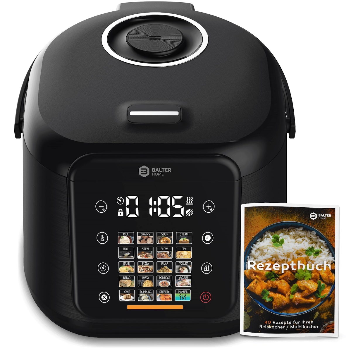 Balter Multikocher MK-02 Reiskocher mit 20 Programme, 4L Rice Cooker, Fuzzy-Logic, Dampfgarer Image
