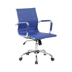Dmora Bürostuhl Dluis, Chefsessel mit Armlehnen, Ergonomischer Bürostuhl, Blau, 62x54h92/102 cm Image
