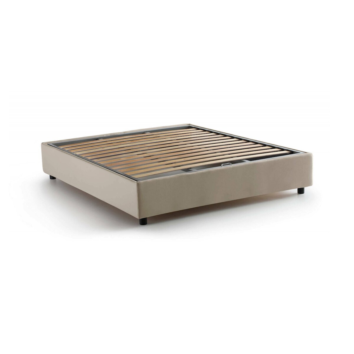 Dmora Dgraus Doppelbett, Bettkasten mit Stoffbezug, 100 % Made in Italy, Öffnung vorne, geeignet für Matratze 160 x 200 cm, Beige Image