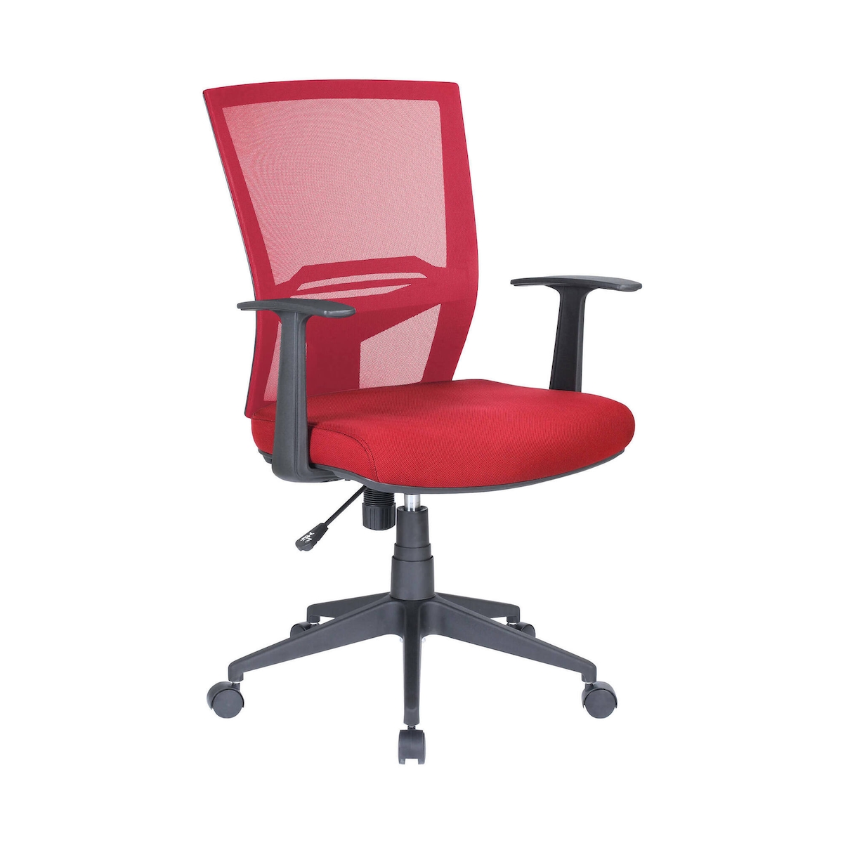 Dmora Bürostuhl Dlom, Mesh Chefsessel mit Armlehnen, Ergonomischer Bürositz, 59x64h96/106 cm, Rot Image
