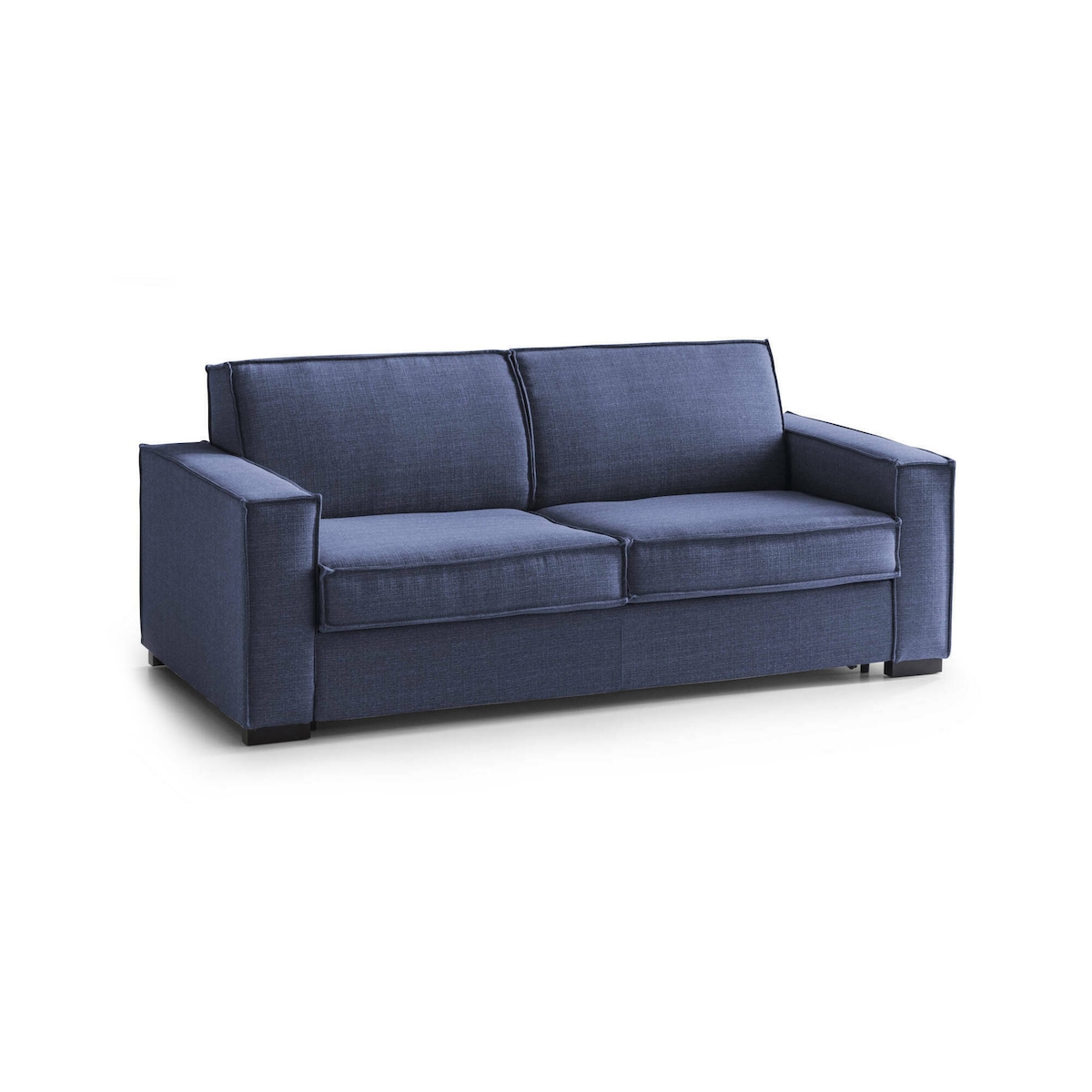 Dmora Schlafsofa Daabi, großes 2-Sitzer-Sofa, 100 % Made in Italy, Wohnzimmersofa mit drehbarer Öffnung, aus gepolstertem Stoff, 180x95x90 cm, Blau Image