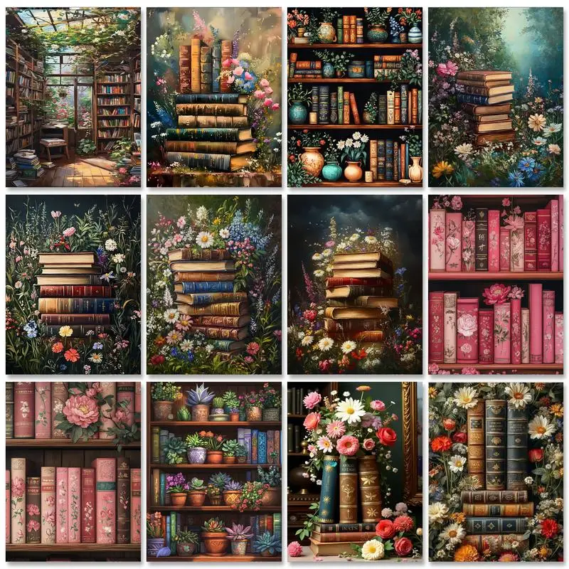 Gatyztoire bricolage peinture par numéros livre de fleurs paysage coloriage par numéros œuvre bricolage cadeau Kit de peinture sur toile ensemble de peinture