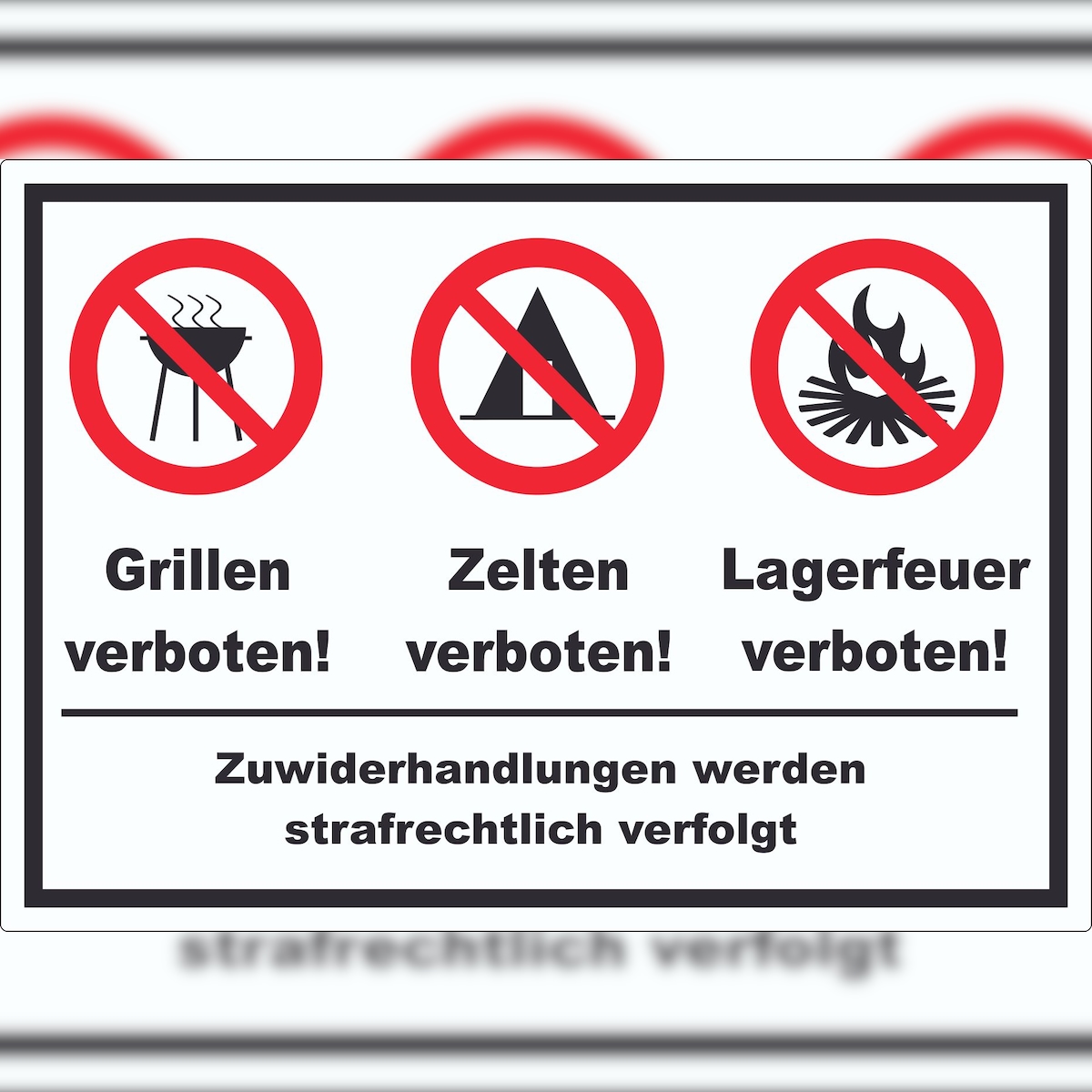 HB-Druck Grillen Zelten Lagerfeuer verboten Aufkleber A4 (210x297mm) Image