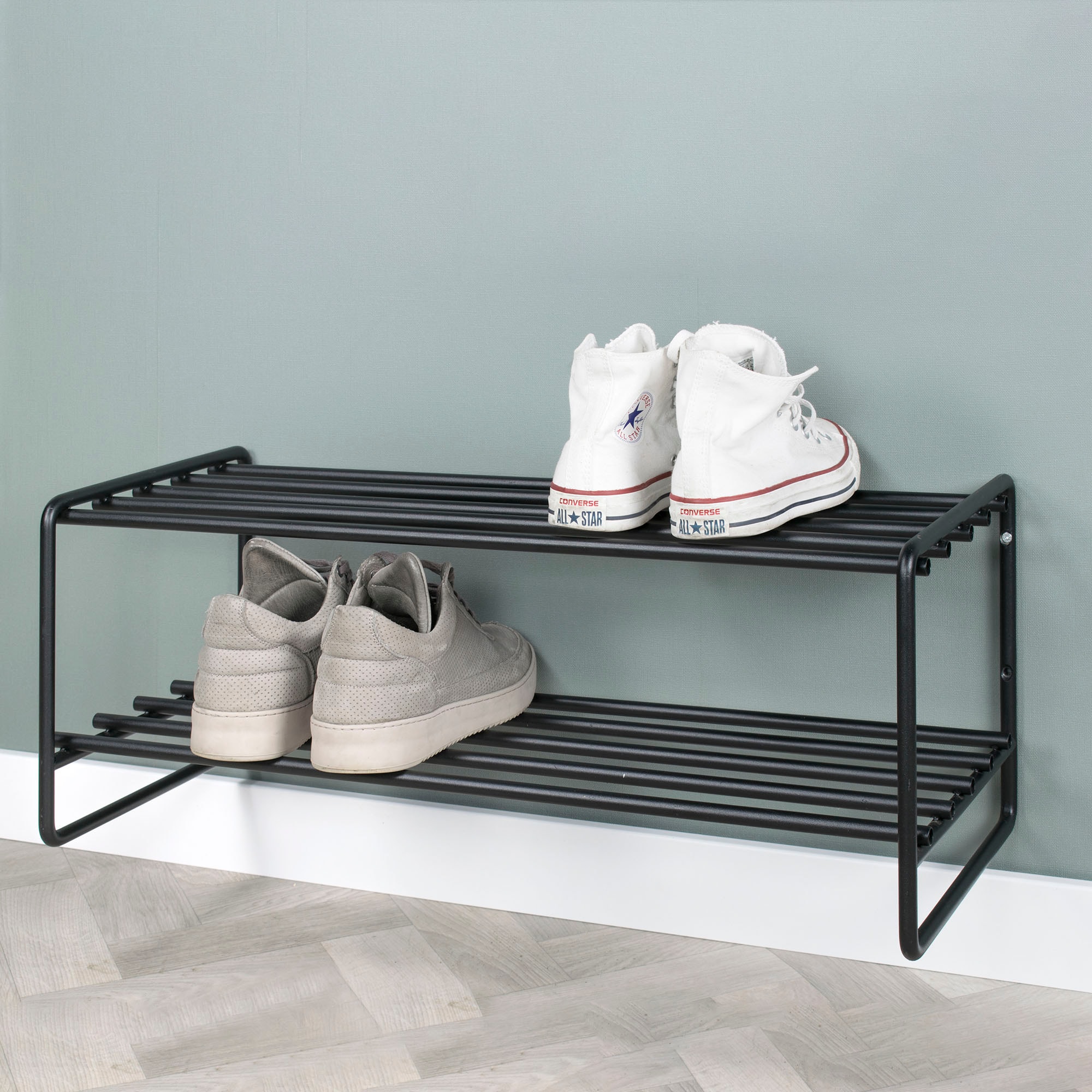 Schuhbank SPINDER DESIGN "CLINT SR", schwarz, B:70cm H:27cm T:29cm, Stahl, Sitzbänke, Schuhbank, Schuhregal aus Stahl