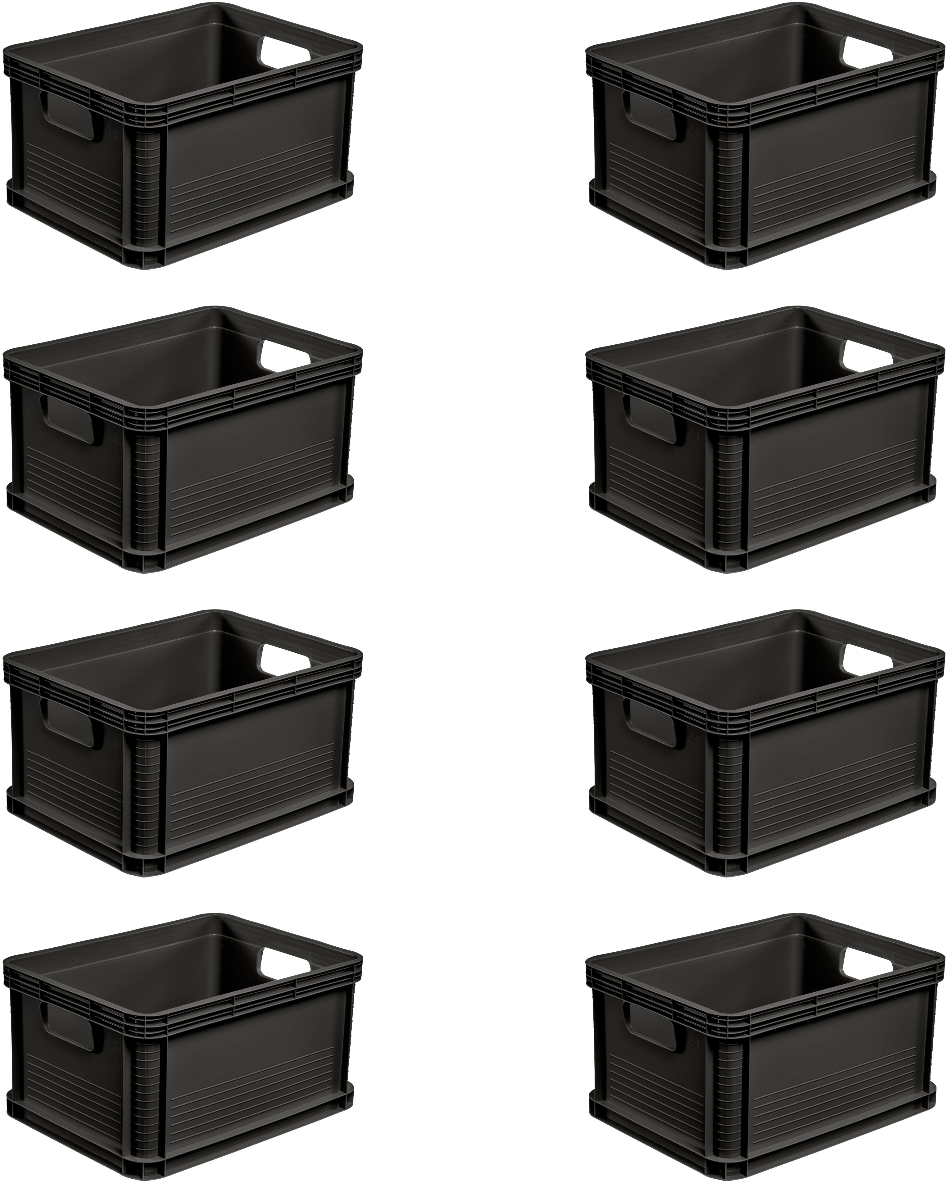 Transportbehälter KEEEPER "Transportbox robert, 8er Set, 20 L, 40 x 30 x 22 cm", graphit grau, B:30cm H:22cm L:40cm, Kunststoff, Transportboxen, säure- und laugenbeständig, 30 kg Tragkraft