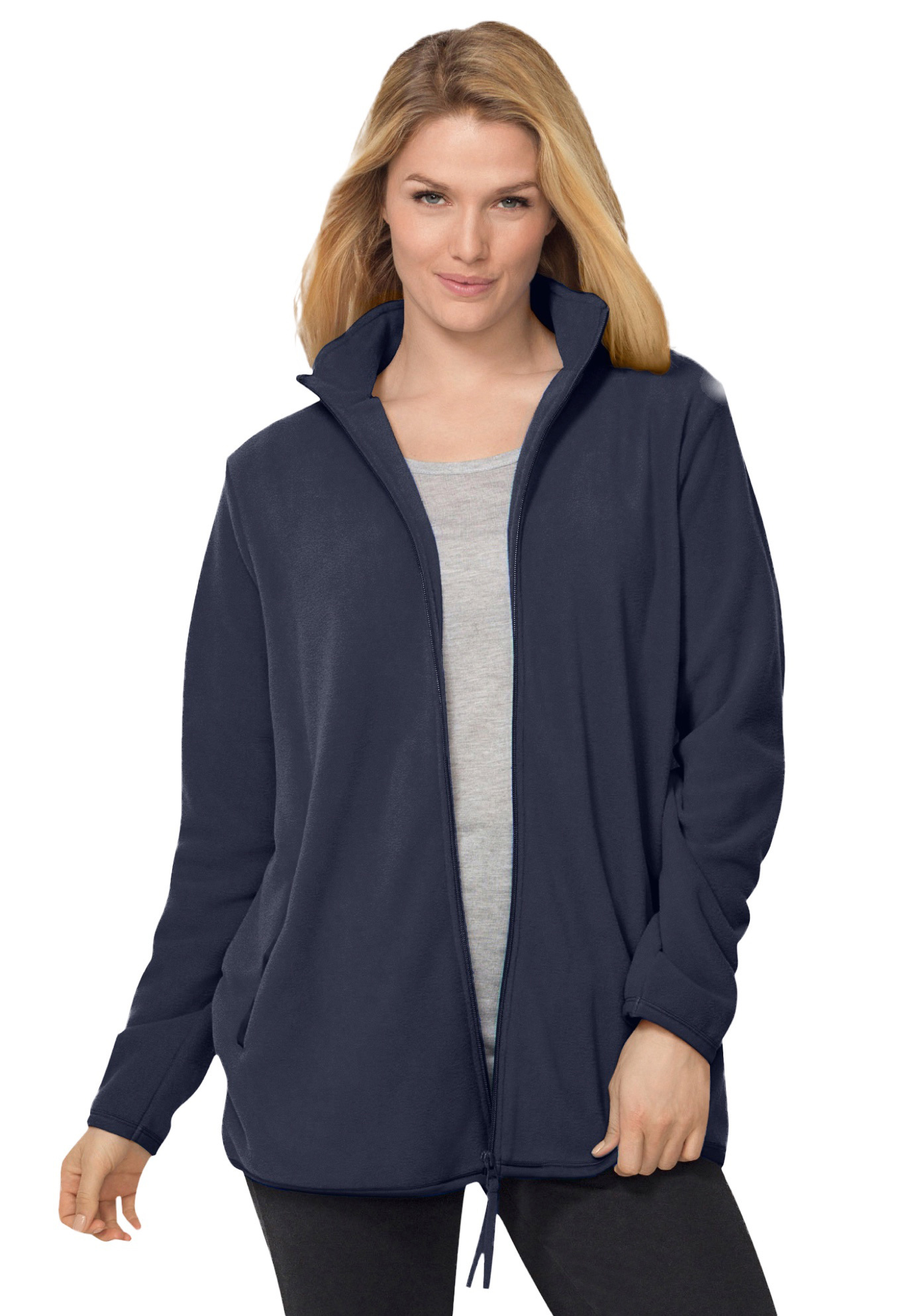 Plus Size Women's Zip-Front Microfleece Jacket by Woman Within in Navy (Size 6X)