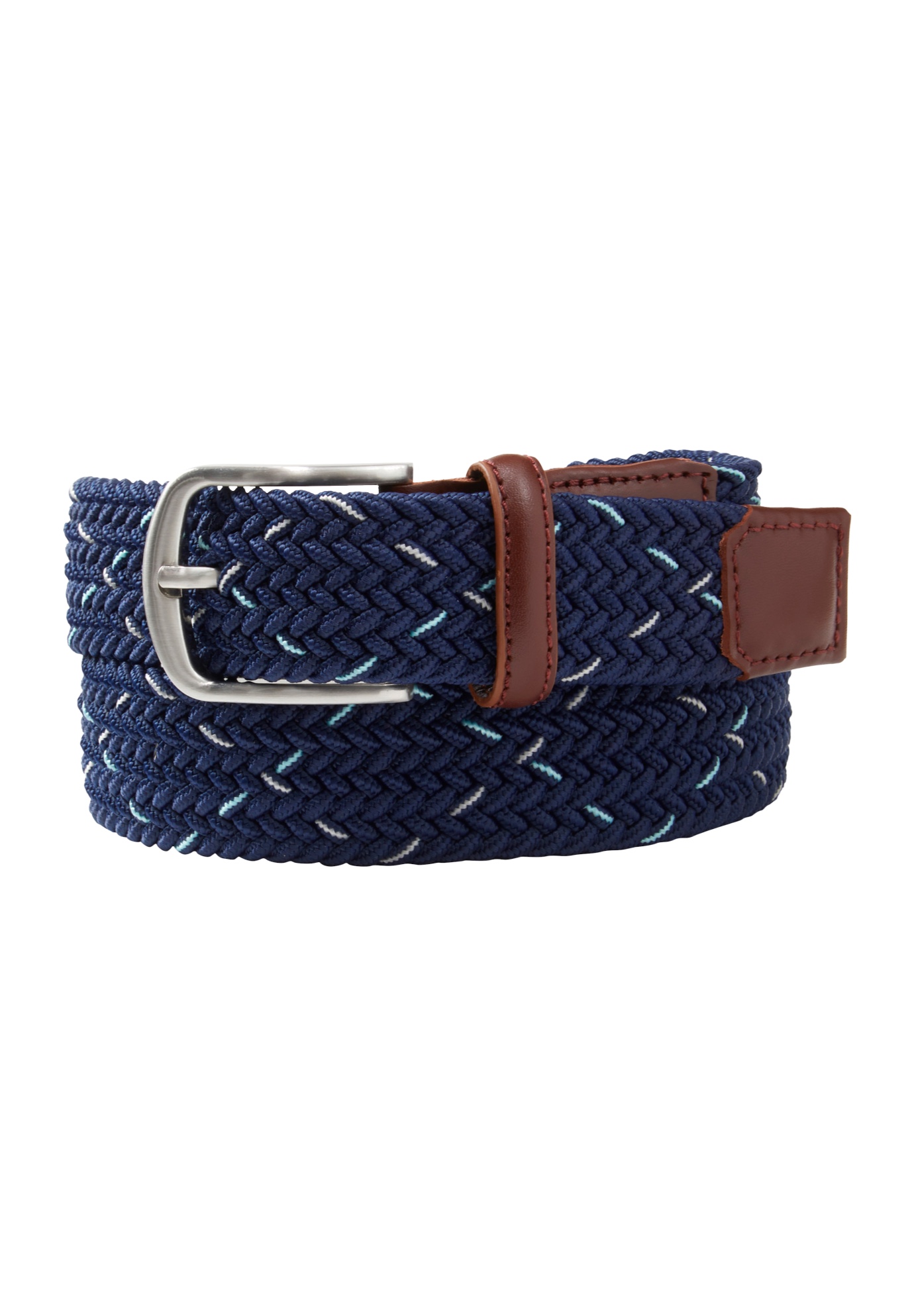 Men's Big & Tall Elastic Braided Belt by KingSize in Navy Cross (Size 3XL)