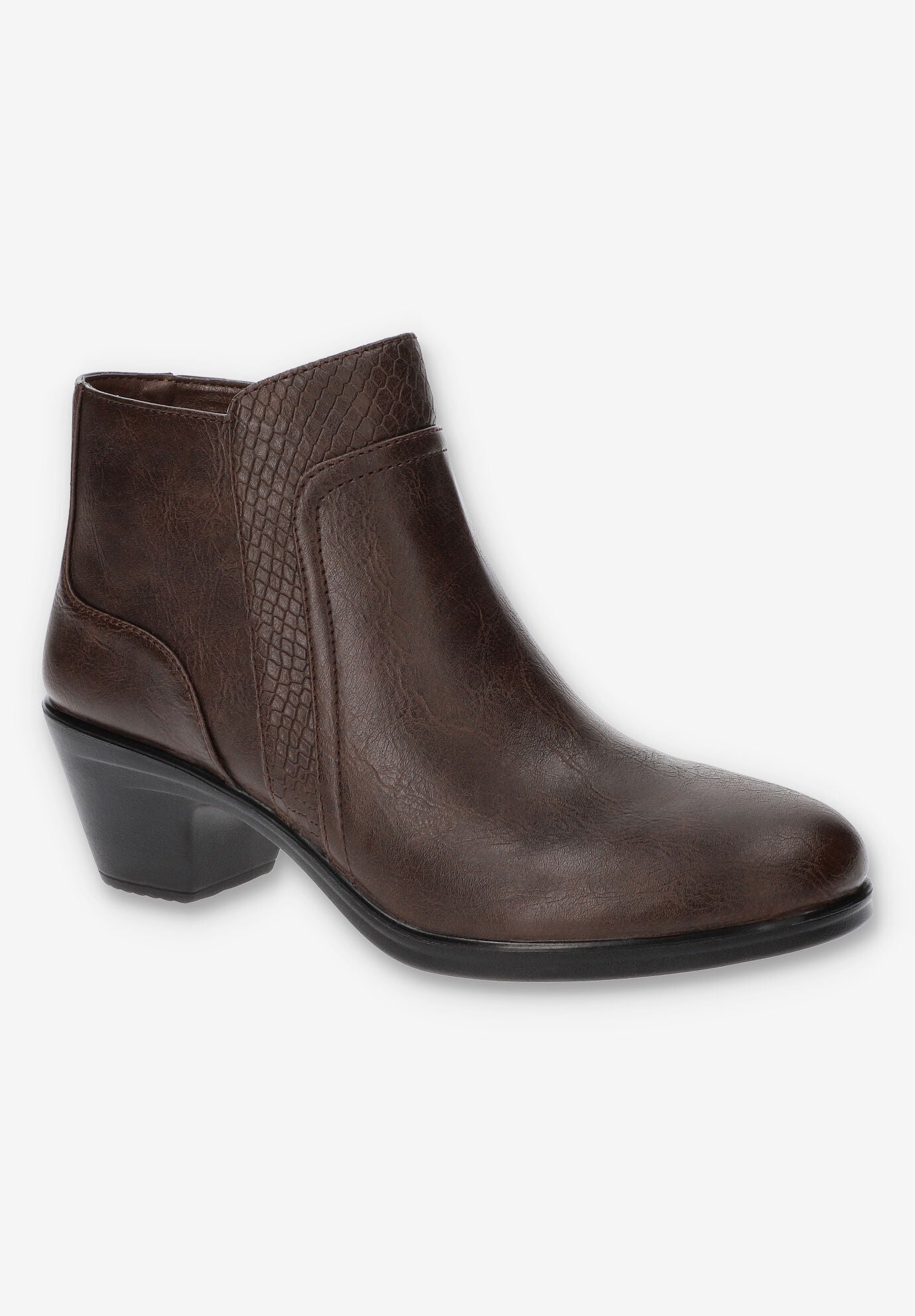 Women's Langley Ankle Boot by Easy Street in Brown Snake (Size 7 1/2 M)
