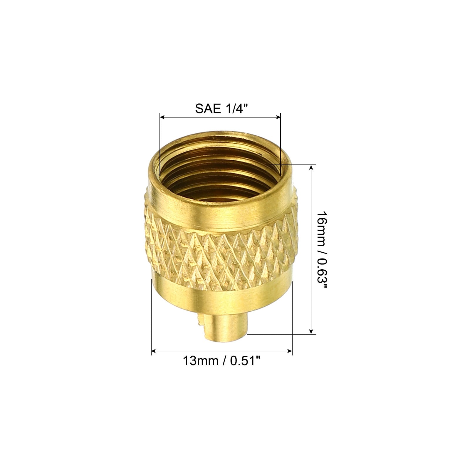 Service Access Valve Caps, Refrigeration Service Valve Cap Valve Core Remover with Rubber Seal for HVAC AC System - Brass Tone
