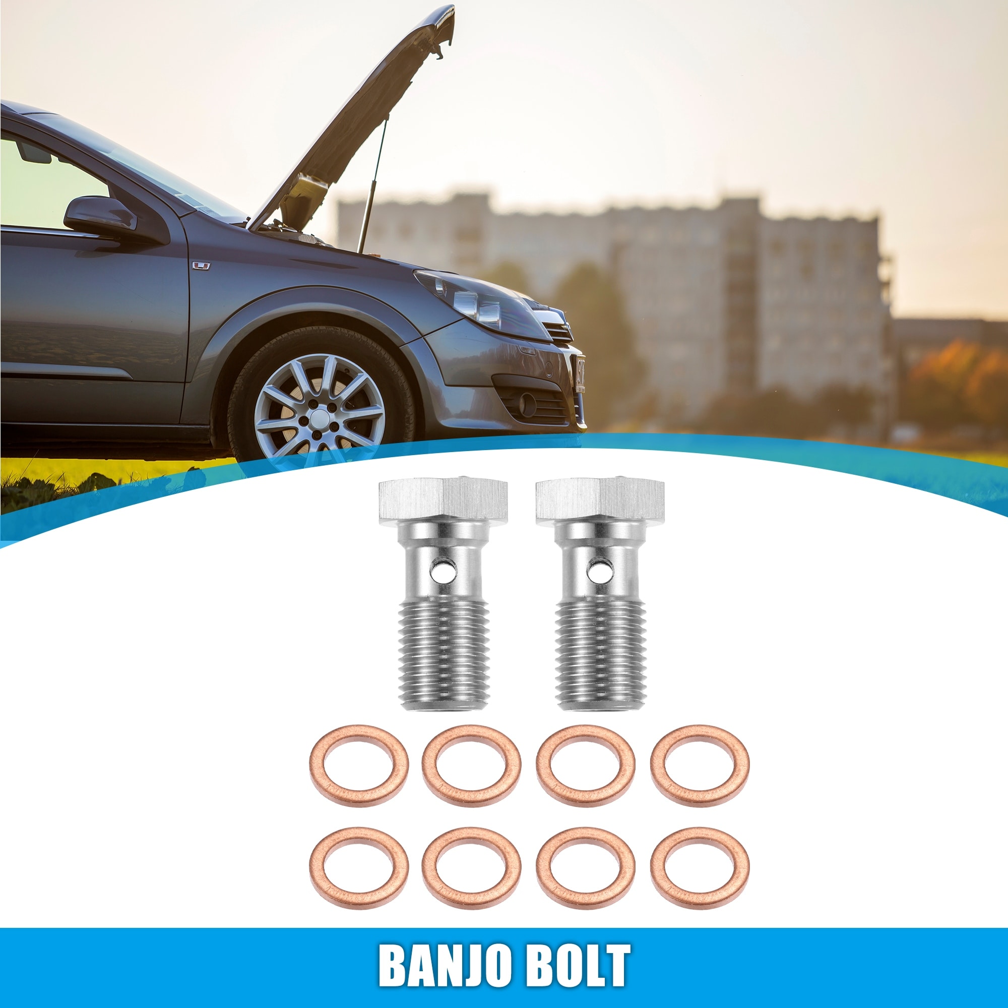 2pcs Stainless Steel Thread Turbo Brake Line Banjo Bolt with Copper Washers Single Banjo Bolt 20mm Length