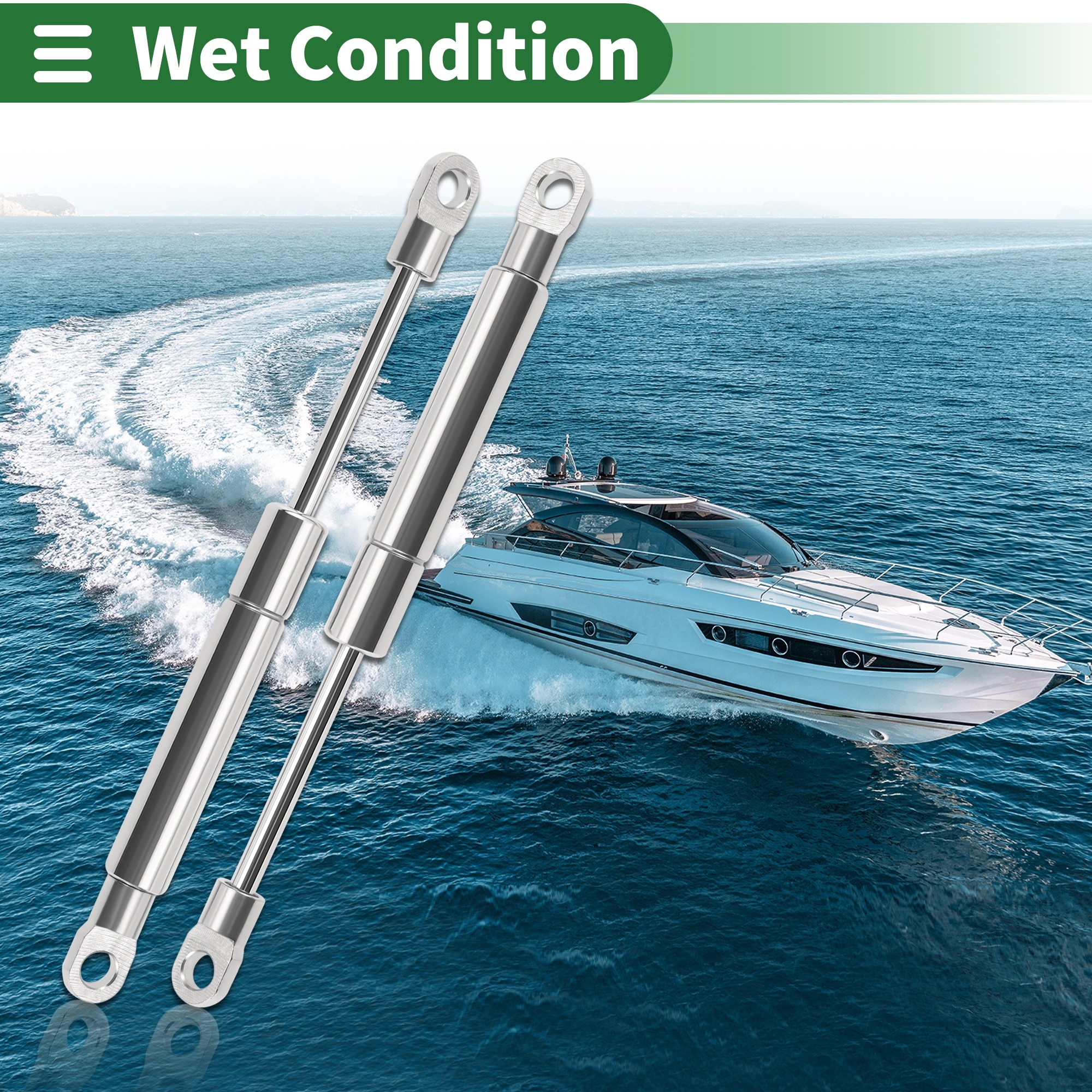 Universal Stainless Steel Lift Support Struts Gas Spring 7.5inch/190mm Stainless Steel Silver Tone 2 Pcs - Silver Tone