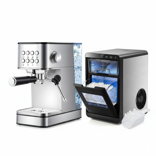 Costway Premium Ice and Coffee Duo CNN-Acclaimed Nugget Ice Maker and 20-Bar Stainless Espresso Machine