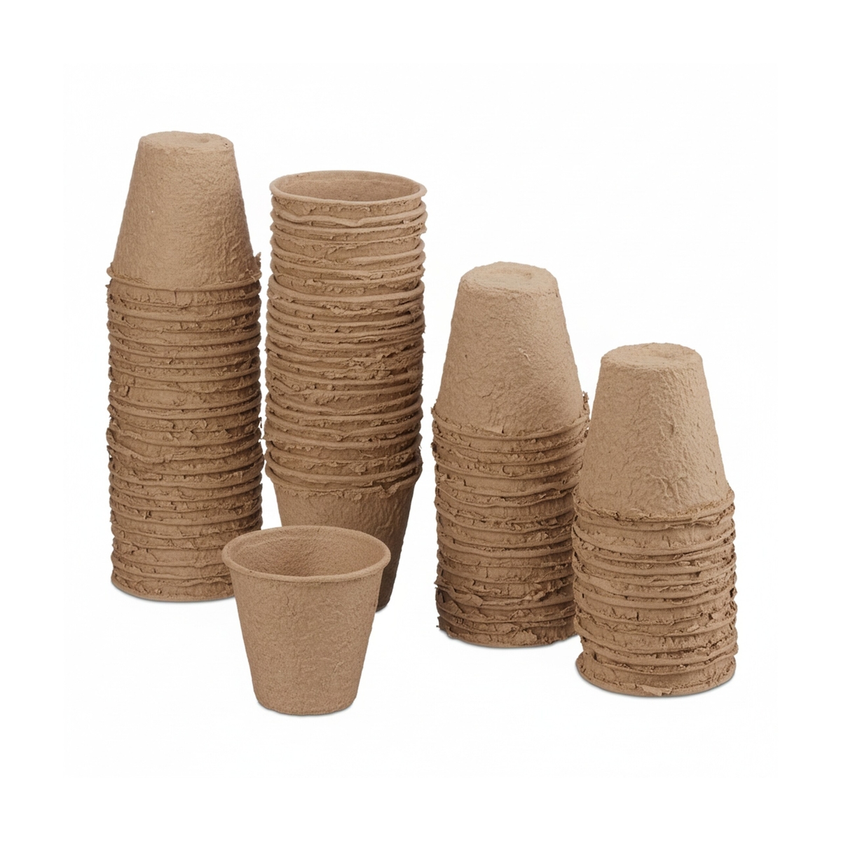 Relaxdays Anzuchttöpfe im Set, biologisch abbaubar, für Pflanzen, rund, 80 Stück, Pflanztöpfe, Zellulose, D: 6 cm, beige Image