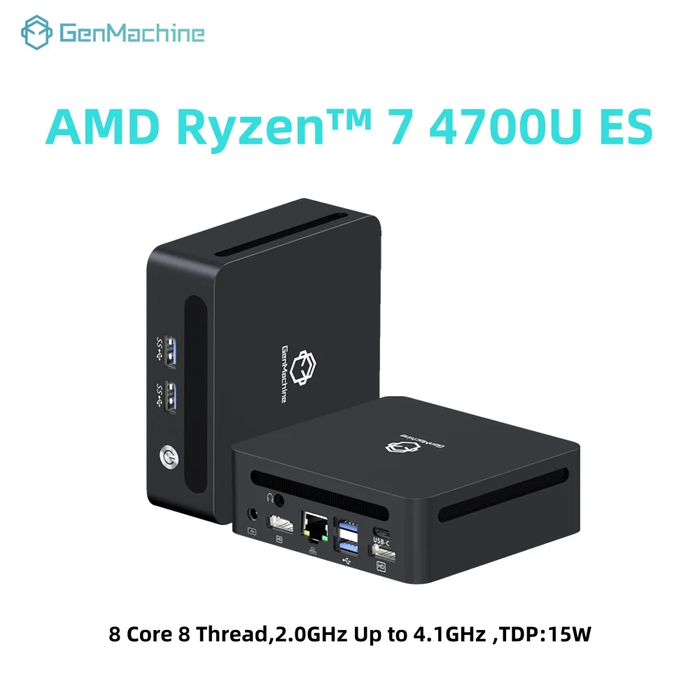 GenMachine Mini PC 4700U ES CPU 3.8GHz 8 Core 8 Thread 15W Windows 11 Ryzen DDR4 WiFi6 Gaming Pc Diy Gaming Computer