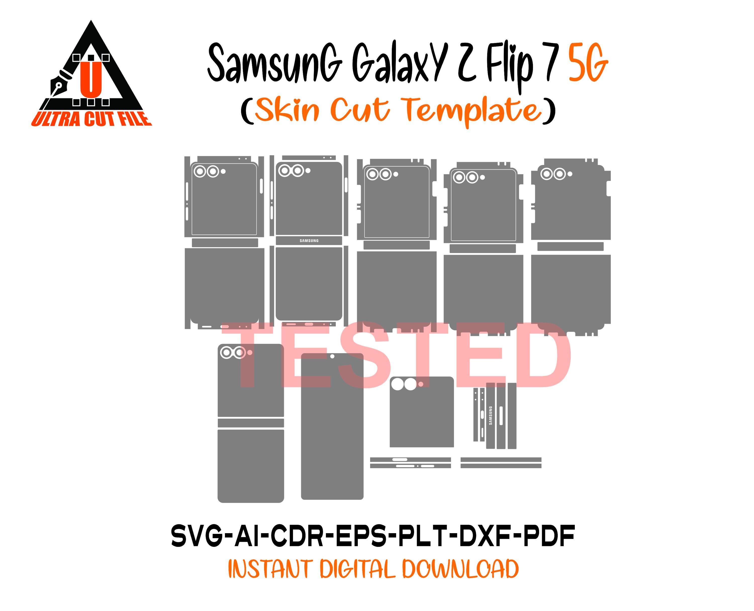 Modello skin vettoriale per Samsung Galaxy Z Flip 7, layout skin, fustella skin, file di taglio skin Galaxy Z Flip 7 5G, file di taglio SVG per Z Flip