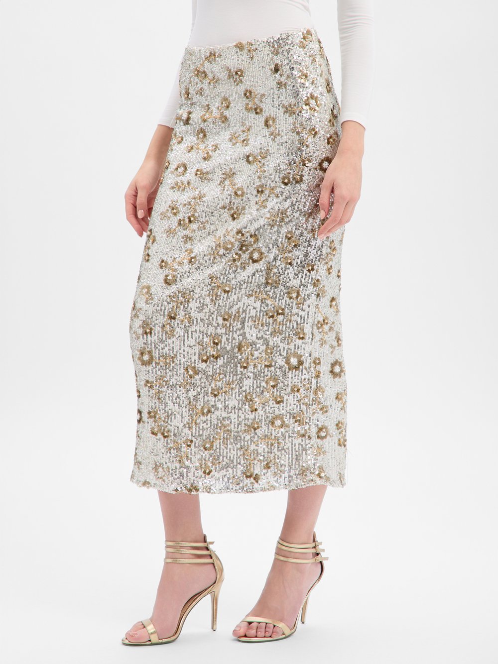 Msch Copenhagen Paillettenrock Damen silber, L