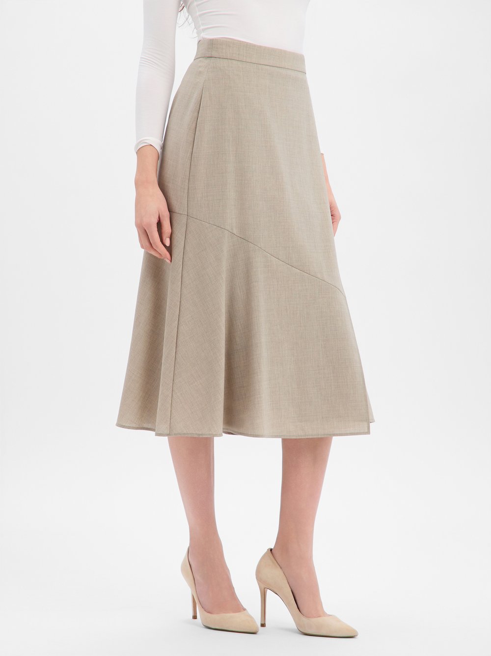 BOSS Midirock aus Schurwolle Damen beige, 40