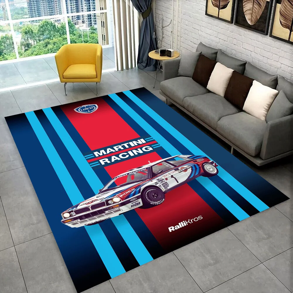 3D M-Martini Racing Car Logo Moto Teppich Teppich für Zuhause Wohnzimmer Schlafzimmer Sofa Fußmatte Dekor, Kinder spielen rutschfeste Bodenmatte Geschenk